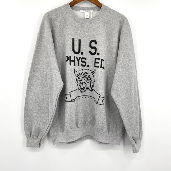 Project Social T Tops - Project Social T US PHYS ED Tiger Wildcat Sweatshirt Heathered Gray S/M NWT